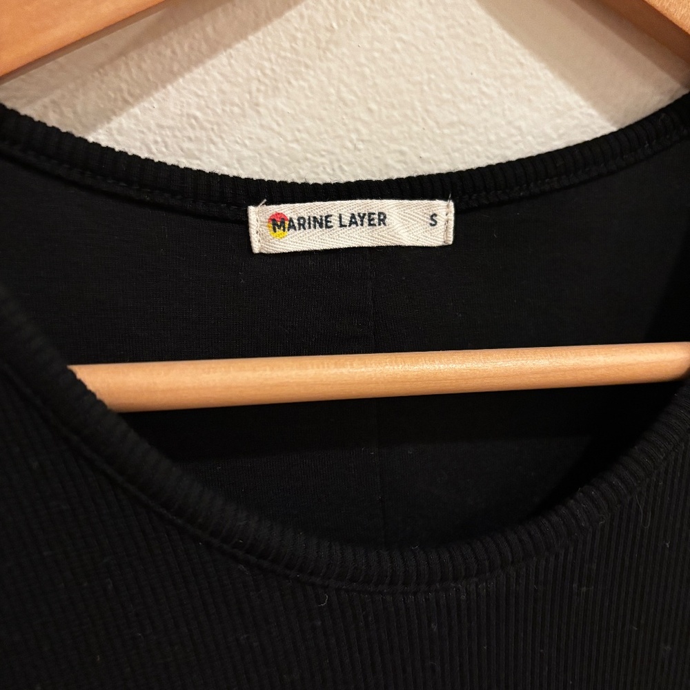 Marine Layer Lexi Rib Long Sleeve Dress in Black - Picture 2 of 3